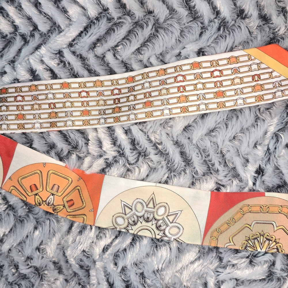 Hermes Vibrant Orange and Cream Scarf